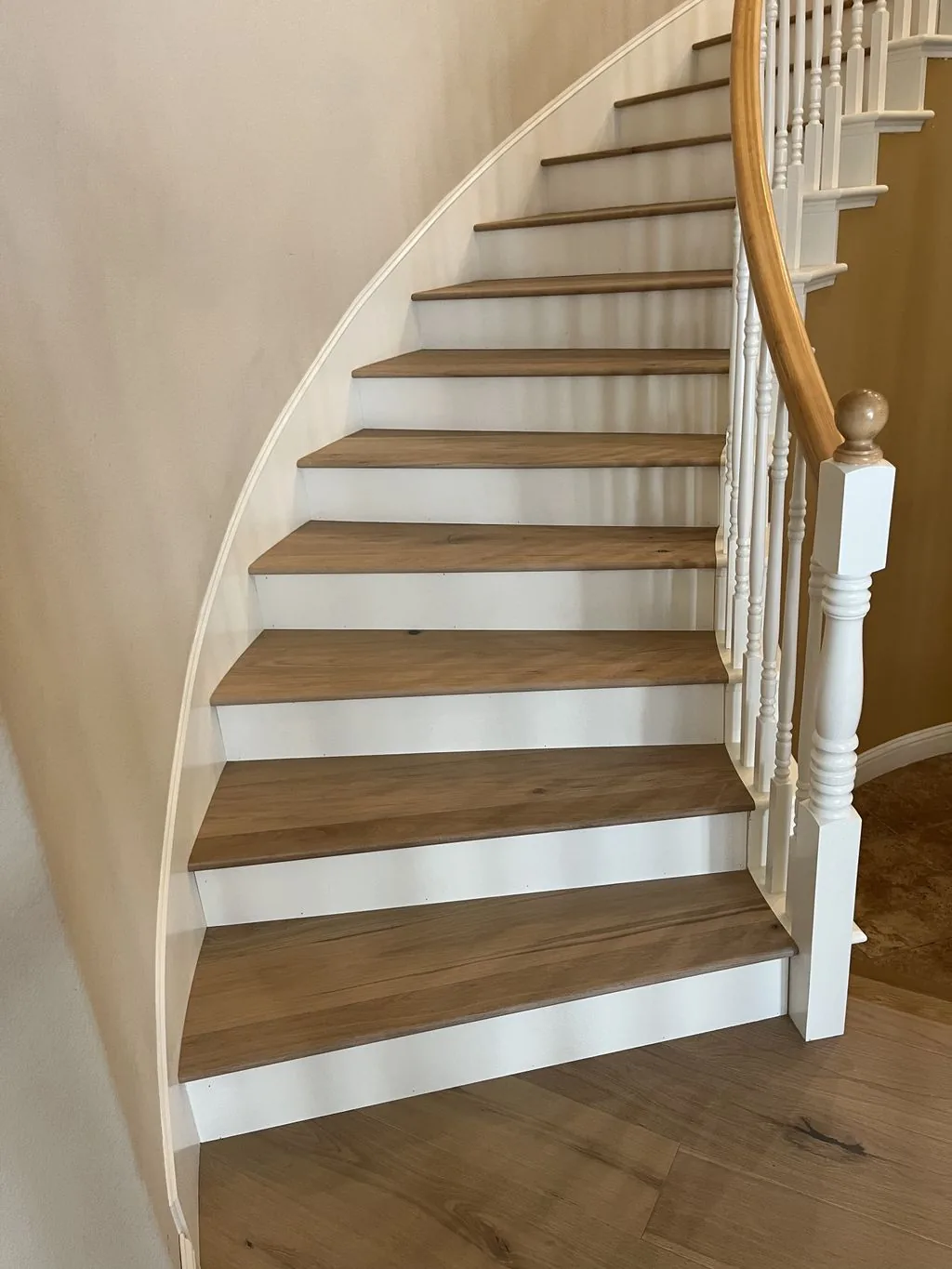 White Oak Hardwood — Curved Staircase